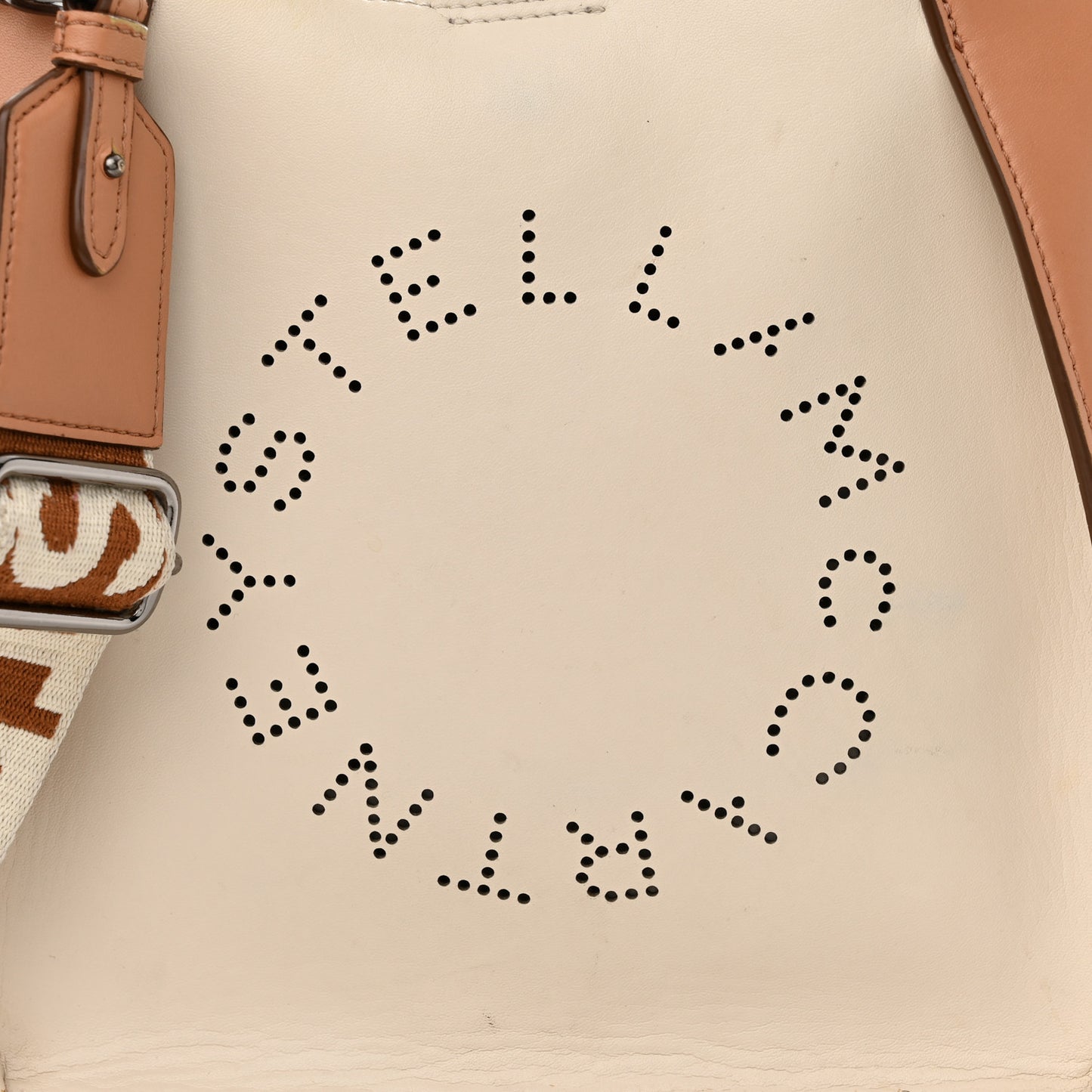 Eco Alter Nappa Perforated Logo Mini Crossbody Beige