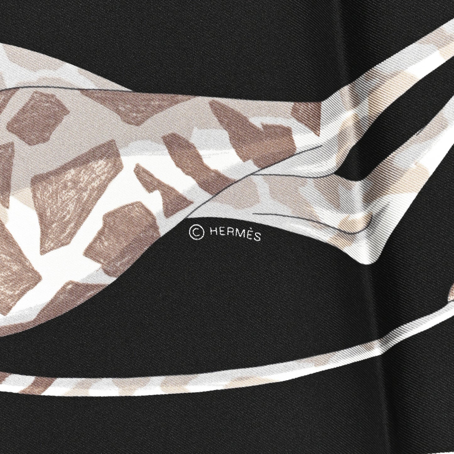 Silk Story Scarf 90 Marron Black Jaune Multicolor