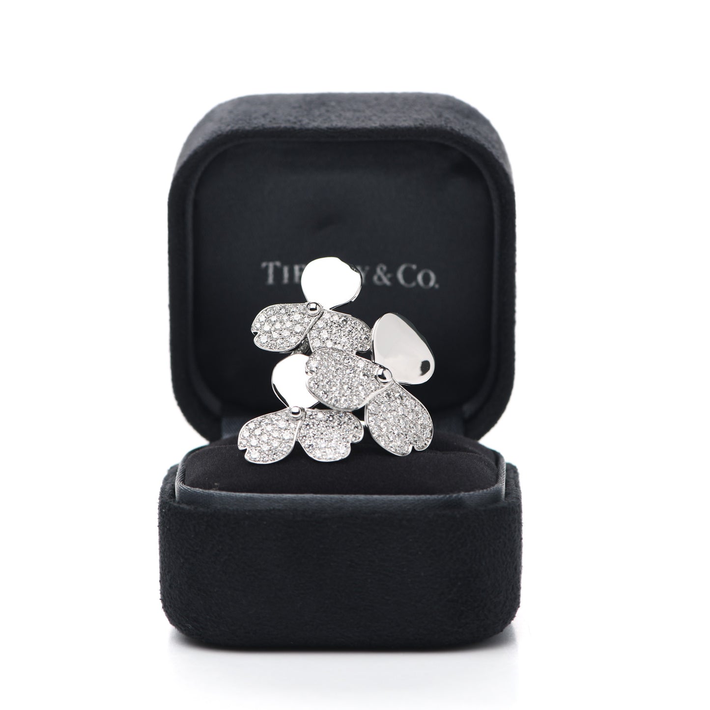 Platinum Diamond Paper Flowers Cluster Ring 52 6