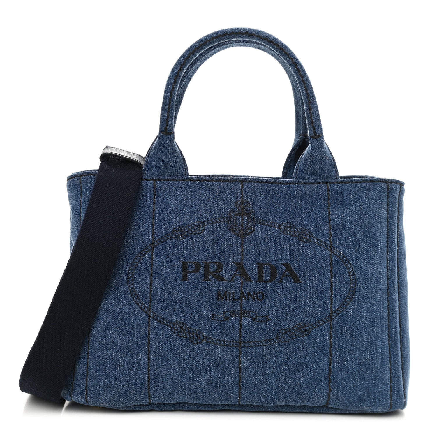Prada Denim Small Logo Tote Bleu 1 of 10