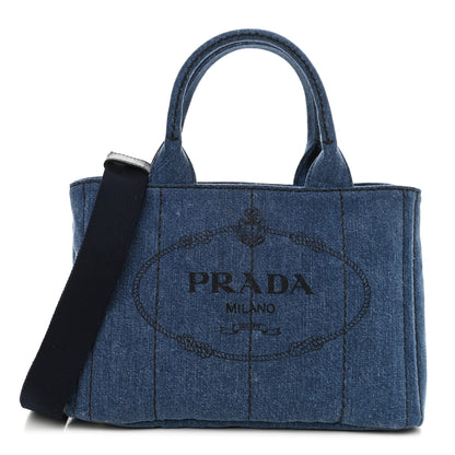 Prada Denim Small Logo Tote Bleu 1 of 10