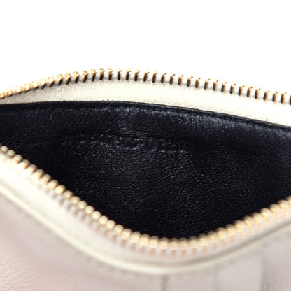 Saint Laurent Grain De Poudre Matelasse Chevron Monogram Fragments Zippered Card Case White 7 of 8