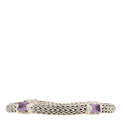 John Hardy Sterling Silver 18K Yellow Gold Amethyst Classic Chain Station Bracelet 2 of 4