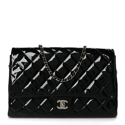 Chanel Patent Quilted Clutch with Chain Flap Black 1 of 9