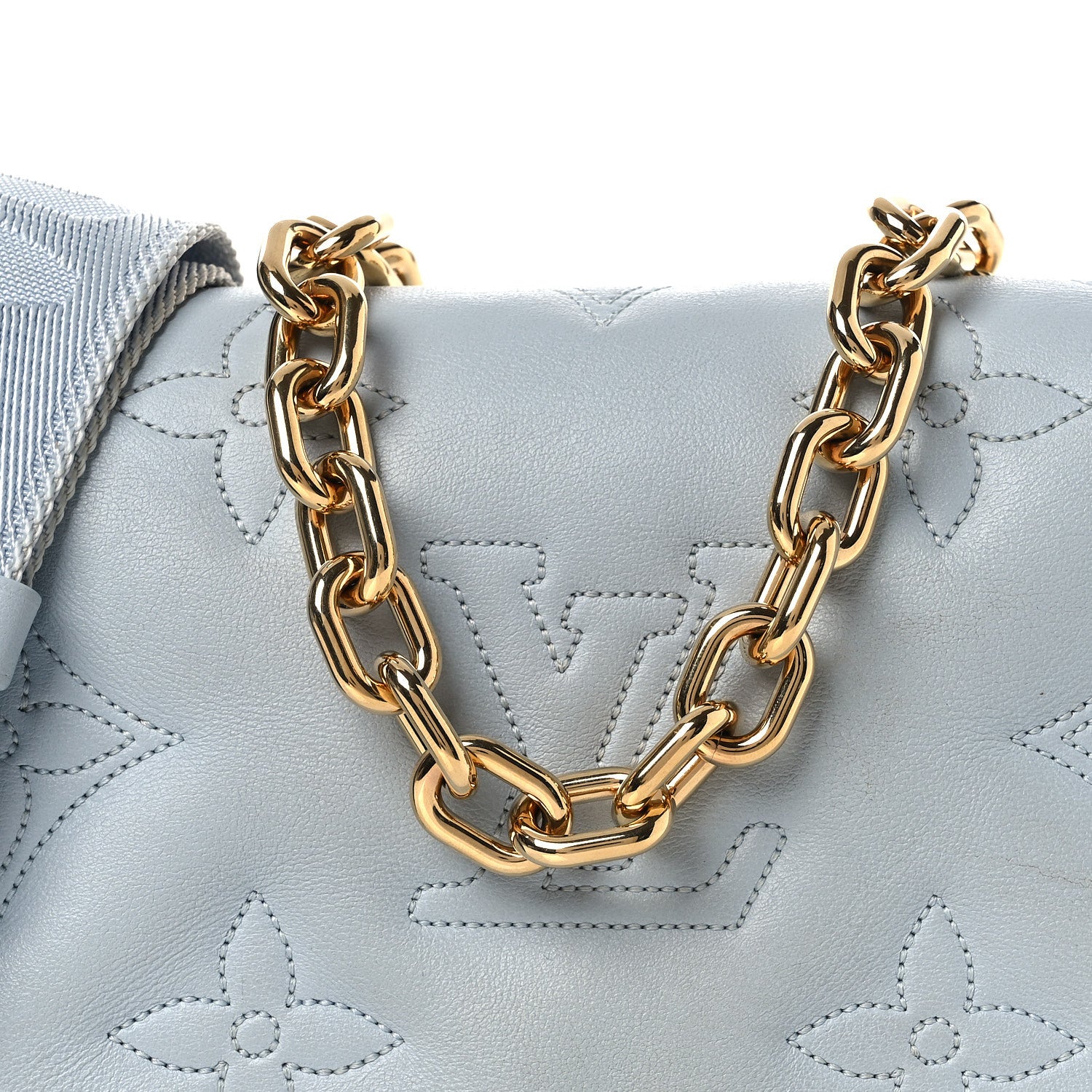 Louis Vuitton Calfskin Bubblegram Wallet On Strap Ice Blue 7 of 15