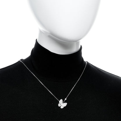 Van Cleef & Arpels 18K White Gold Diamond Two Butterfly Pendant Necklace 2 of 6