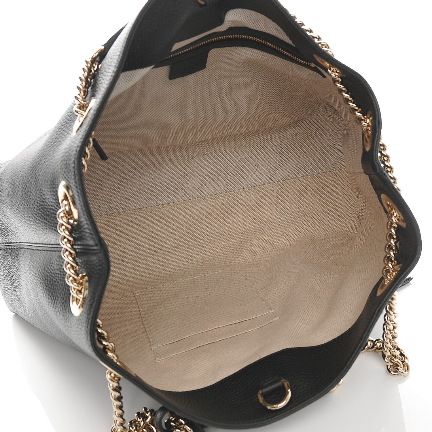 Gucci Pebbled Calfskin Medium Soho Chain Shoulder Bag Black 5 of 6