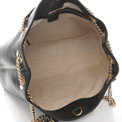 Gucci Pebbled Calfskin Medium Soho Chain Shoulder Bag Black 5 of 6
