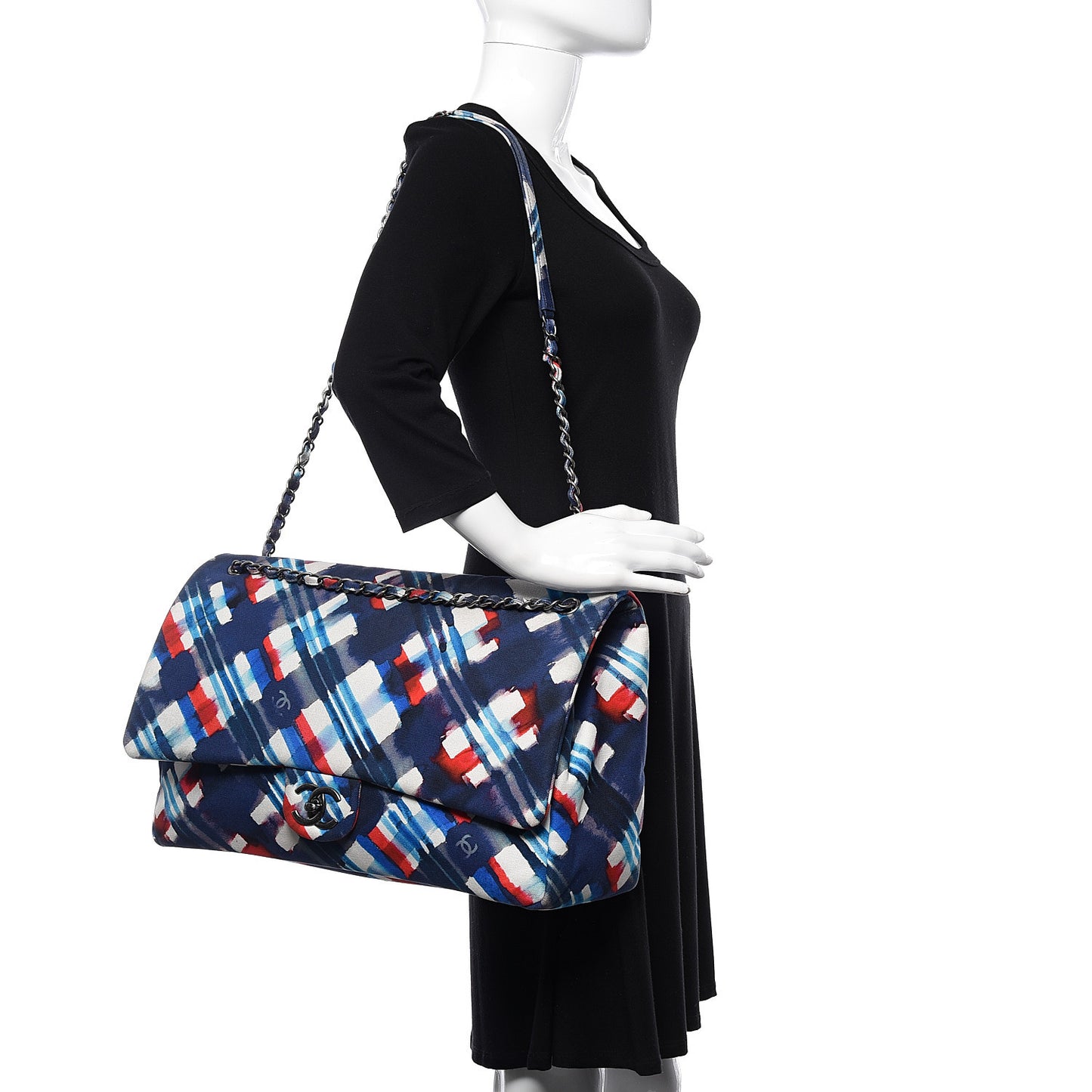 Canvas Airline Printed XXL Travel Flap Bag Blue Red White