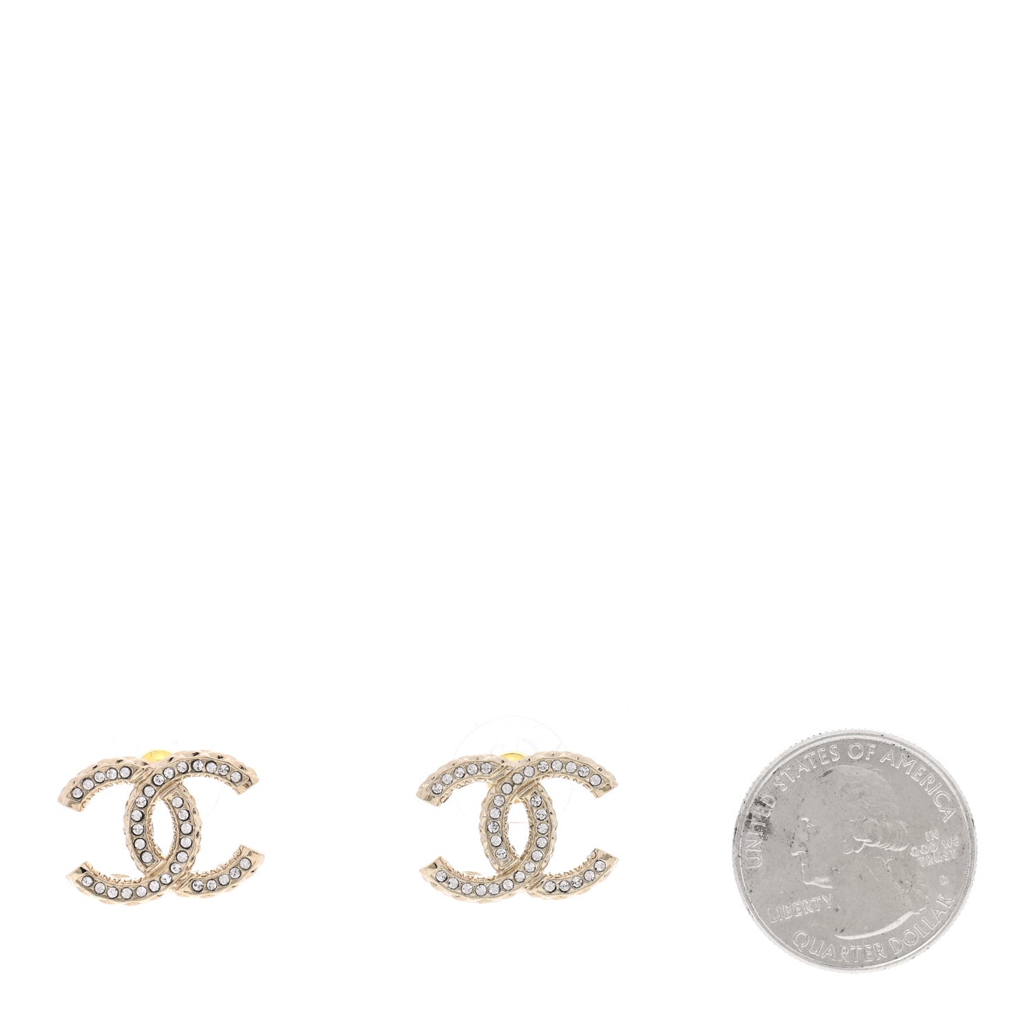 Chanel Crystal CC Earrings Gold 2 of 5