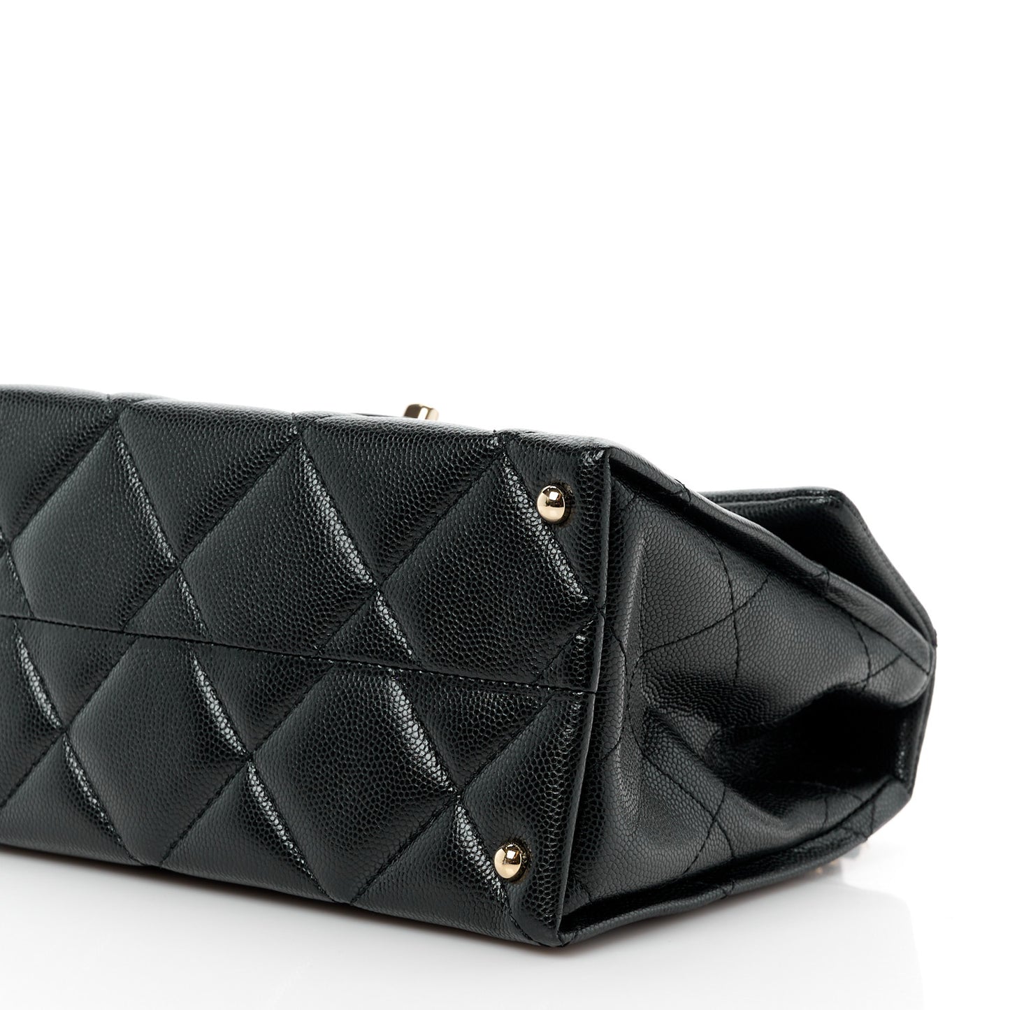 Caviar Quilted Mini Retro Twist Top Handle Flap Black