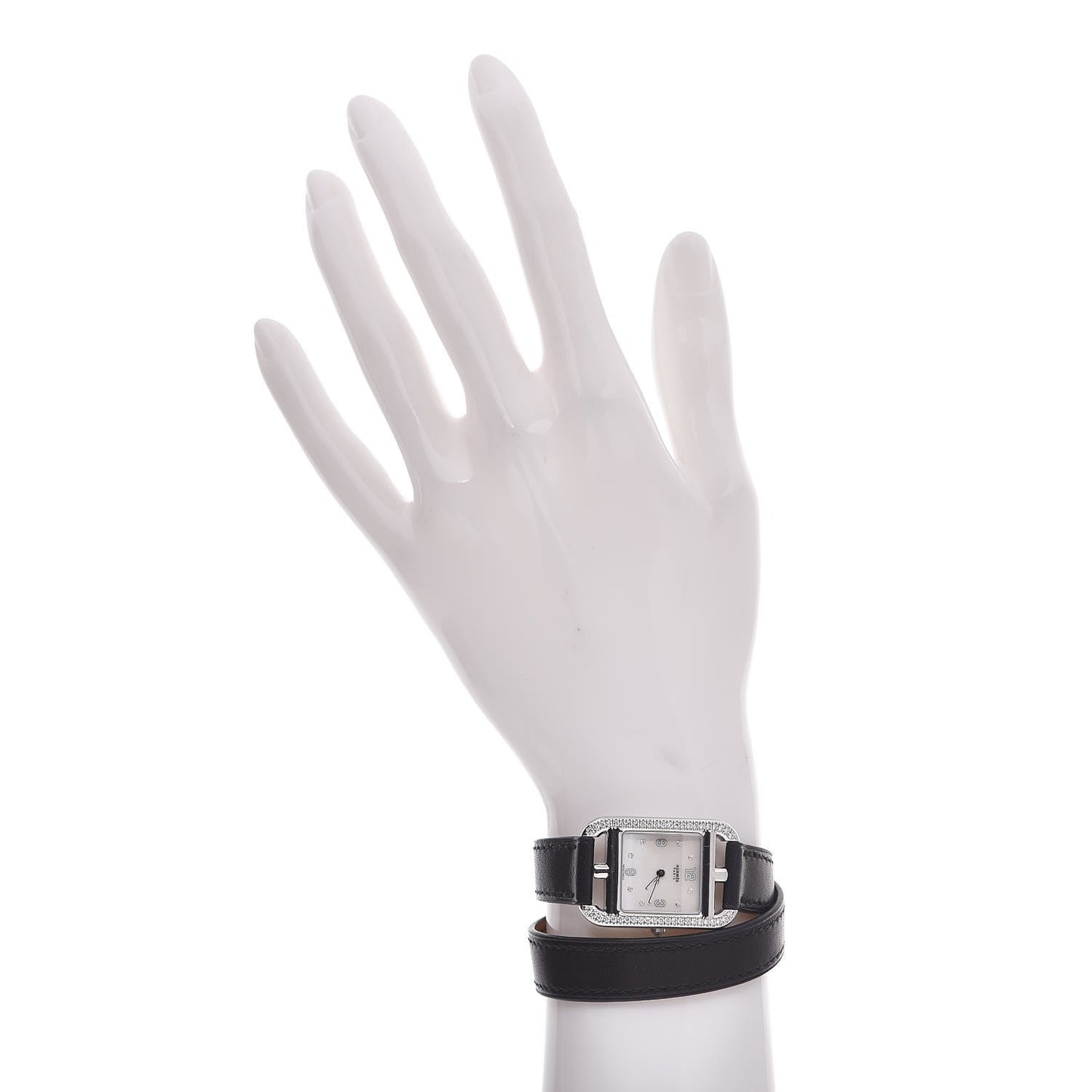 Stainless Steel Barenia Diamond Bezel Mother of Pearl 23mm Cape Cod Double Tour Quartz Watch Noir