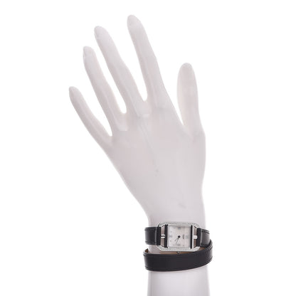 Hermes Stainless Steel Barenia Diamond Bezel Mother of Pearl 23mm Cape Cod Double Tour Quartz Watch Noir 2 of 10