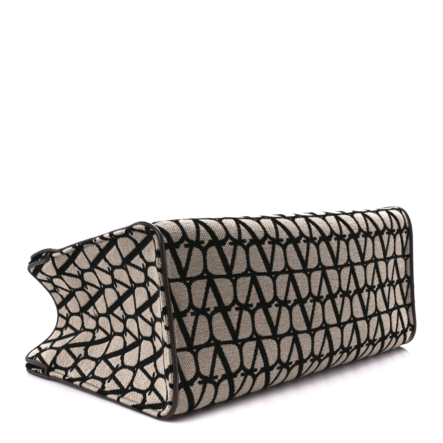 Valentino Garavani Toile Iconographe Goatskin Le Troisieme Shopping Bag Naturale Black Fondant 5 of 11