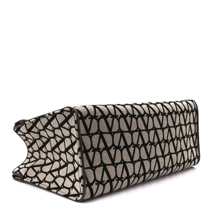 Valentino Garavani Toile Iconographe Goatskin Le Troisieme Shopping Bag Naturale Black Fondant 5 of 11