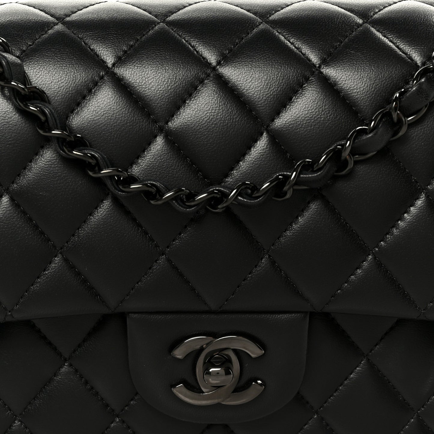 Lambskin Quilted Medium Double Flap So Black
