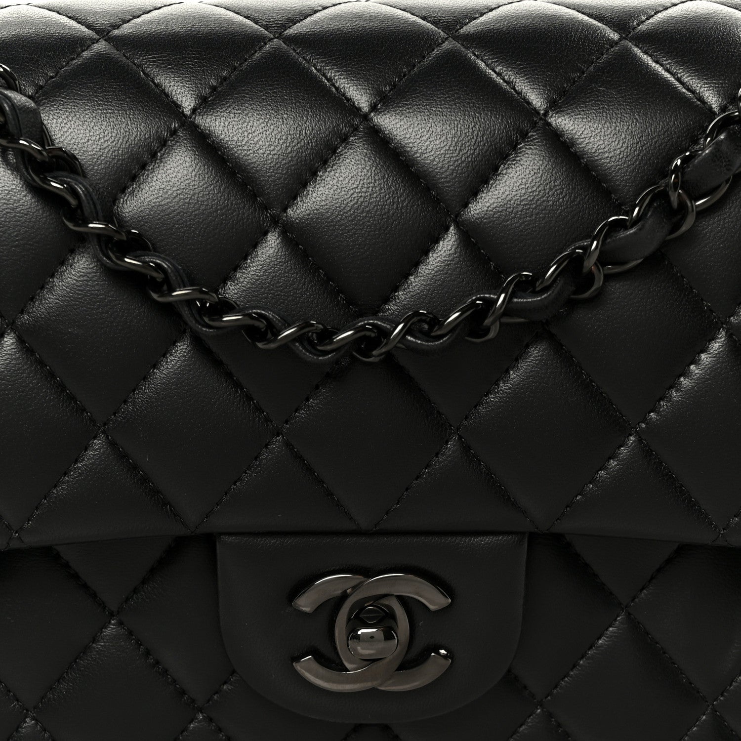Chanel Lambskin Quilted Medium Double Flap So Black 9 of 11