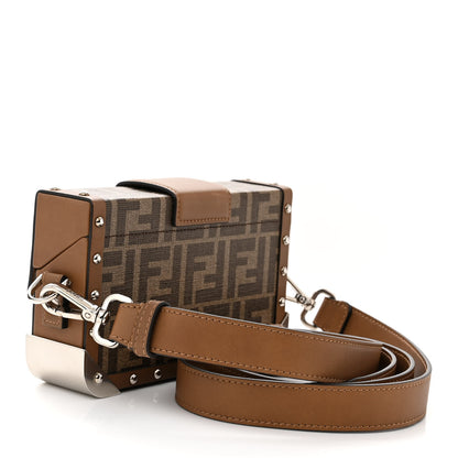 Fendi Shiny Glazed Fabric Vachetta FF 1974 Mini Baguette Trunk Mogano Panna Cuoio 3 of 12