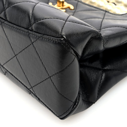 Chanel Shiny Lambskin Pearl Small Shopping Bag Black 10 of 10