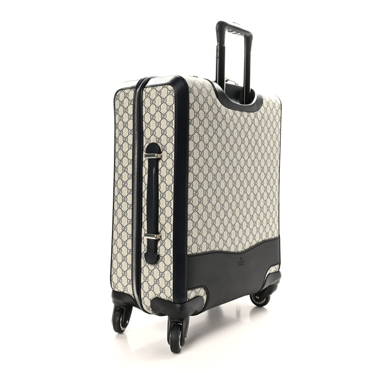 GG Supreme Monogram Textured Dollar Calfskin Web Small Savoy Cabin Trolley Beige Blue