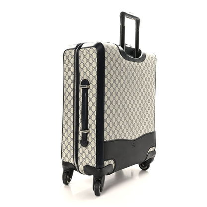 Gucci GG Supreme Monogram Textured Dollar Calfskin Web Small Savoy Cabin Trolley Beige Blue 2 of 8