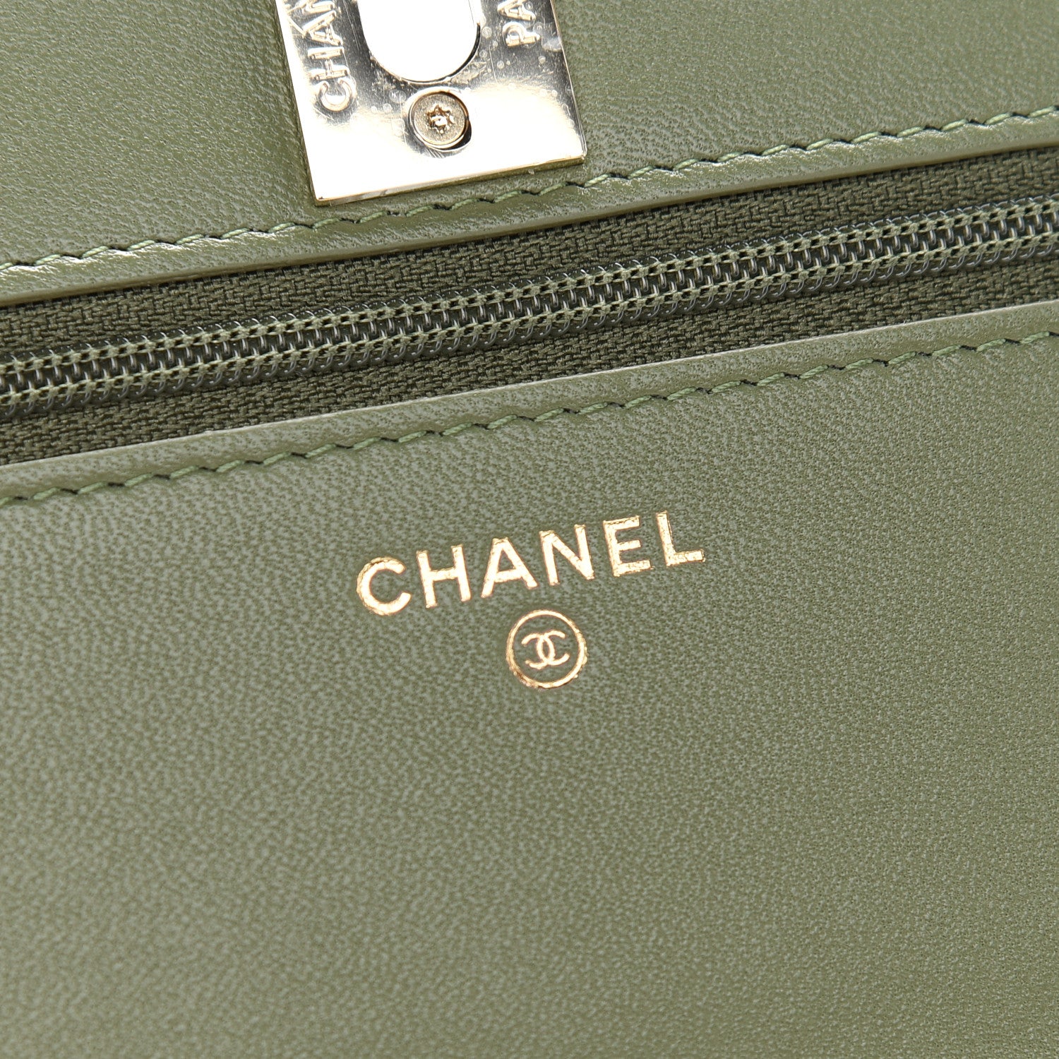 Chanel Lambskin Quilted Trendy CC Wallet On Chain WOC Green 6 of 10