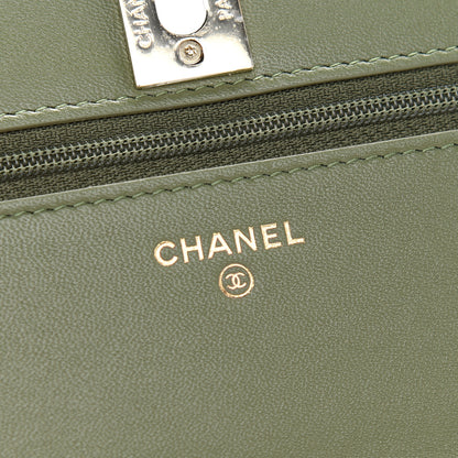 Chanel Lambskin Quilted Trendy CC Wallet On Chain WOC Green 6 of 10