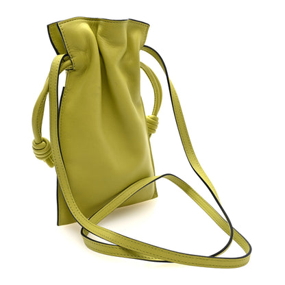 Loewe Calfskin Mini Drawstring Flamenco Knot Crossbody Pocket Bag Lime Green 3 of 9