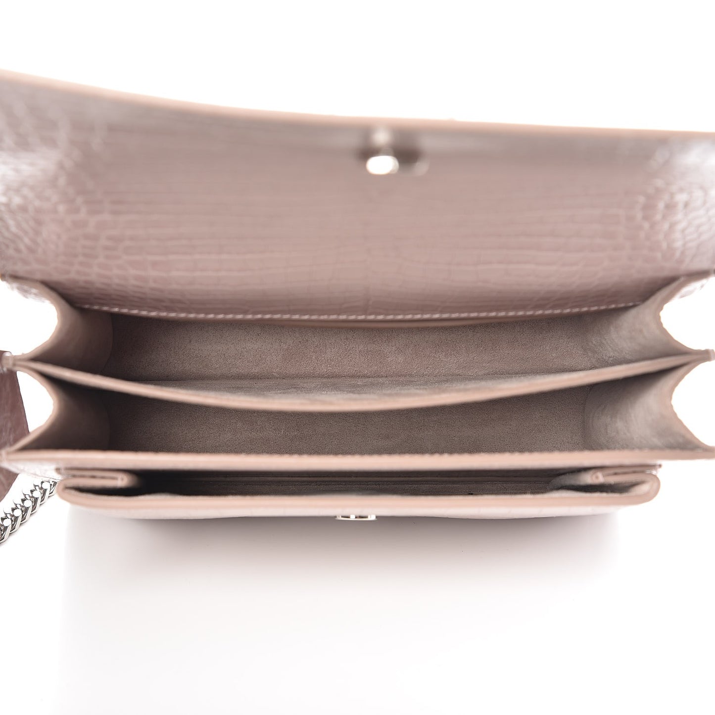 Calfskin Crocodile Embossed Medium Monogram Sunset Powder Pink