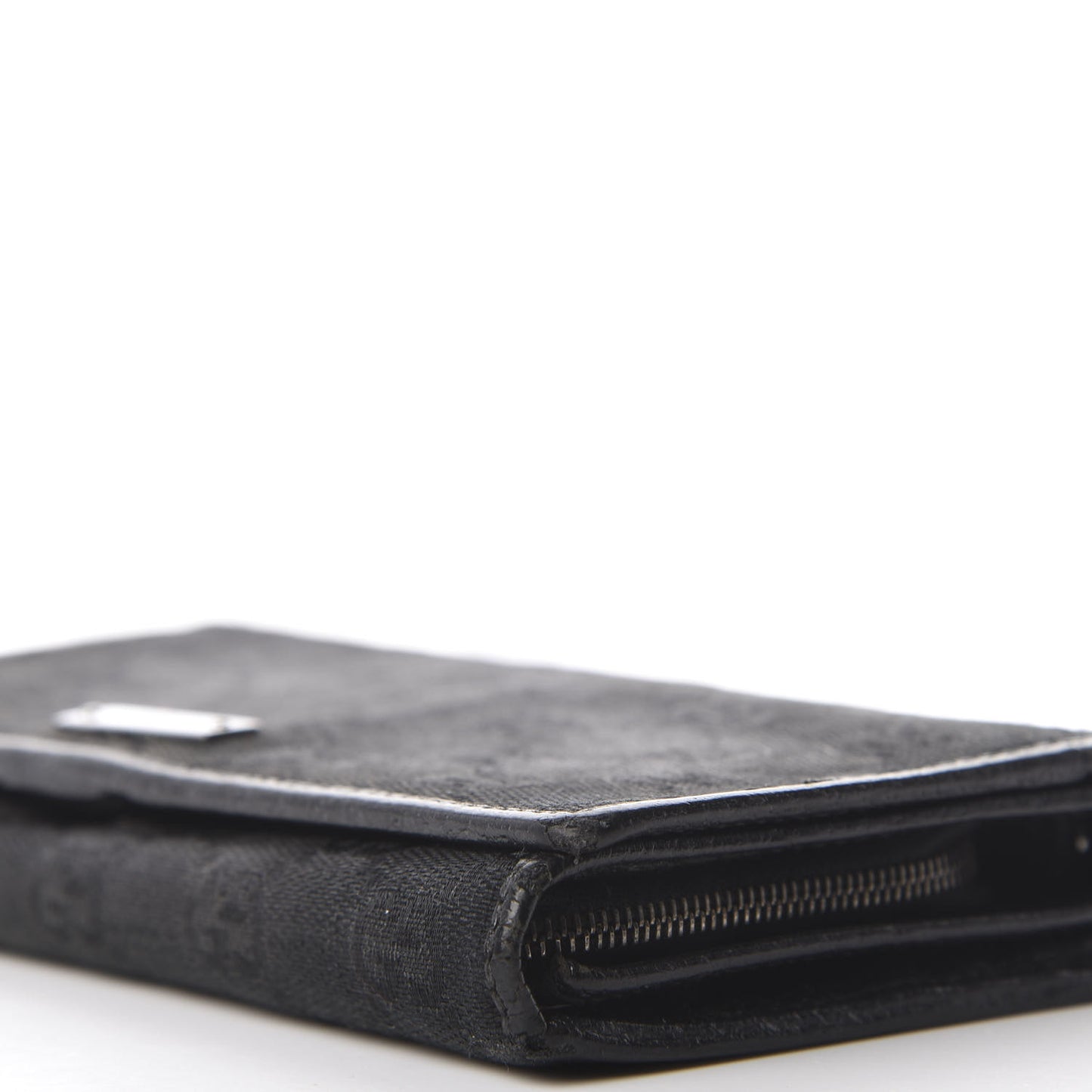 Monogram Metal Bar Chain Wallet Black