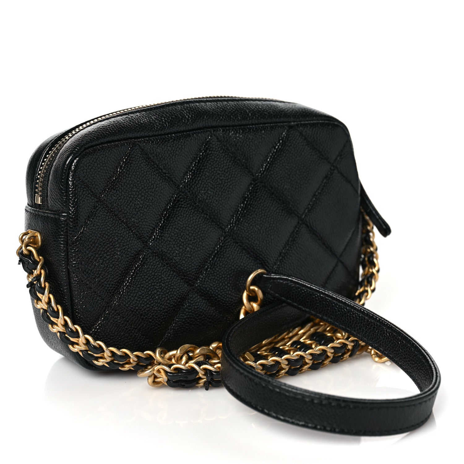 Chanel Shiny Caviar Quilted Chain Melody Camera Bag Black 3 of 10
