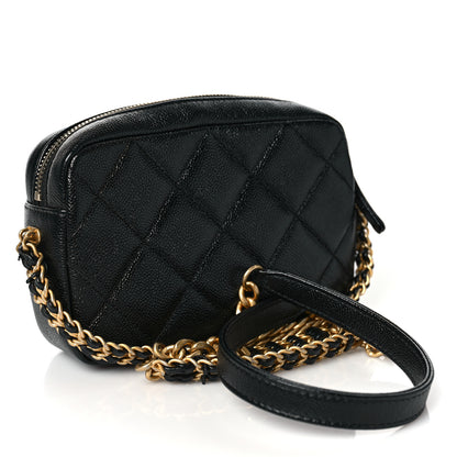 Chanel Shiny Caviar Quilted Chain Melody Camera Bag Black 3 of 10