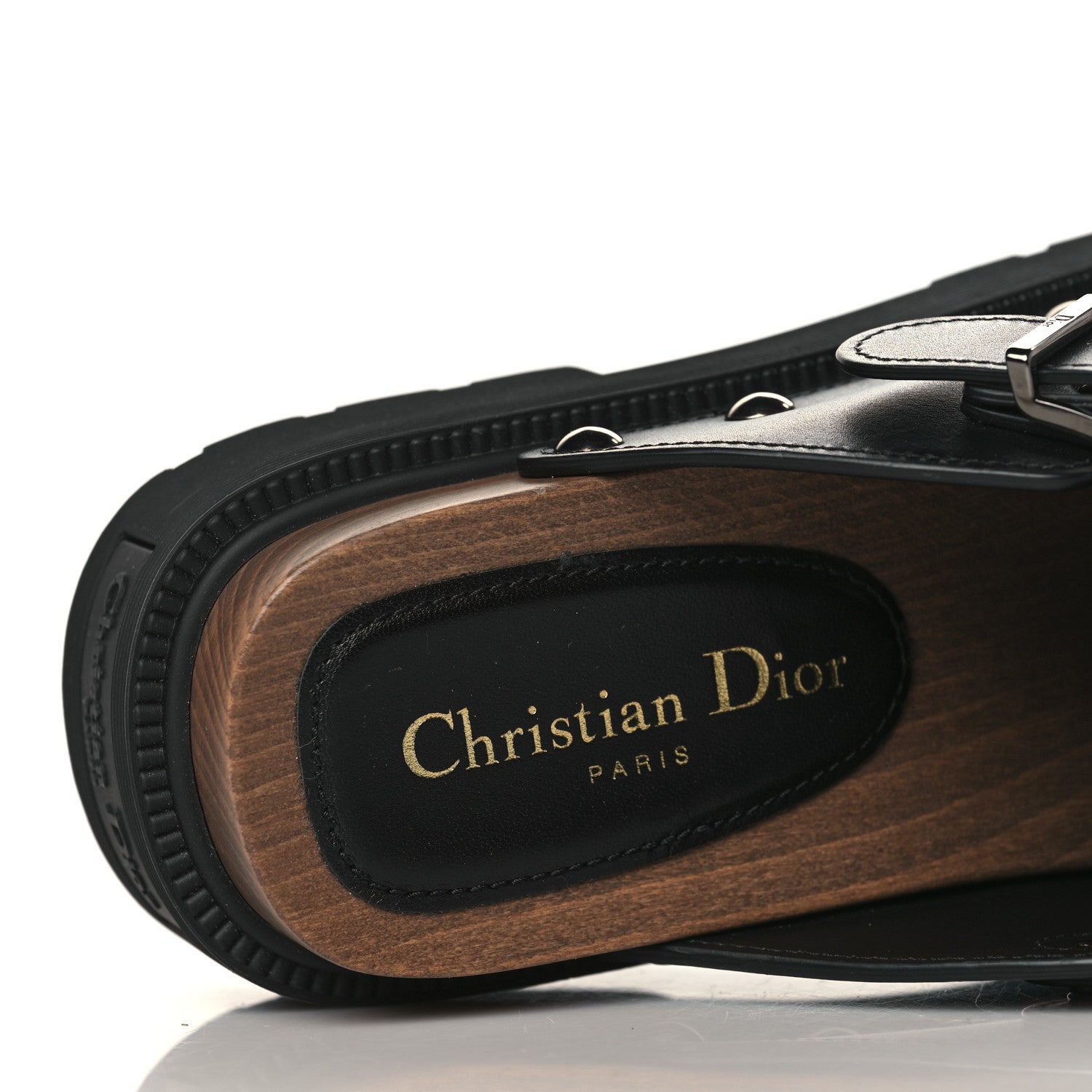 Christian Dior Calfskin Diorquake Buckled Lug Sole 15mm Clogs 38 Black 7 of 8