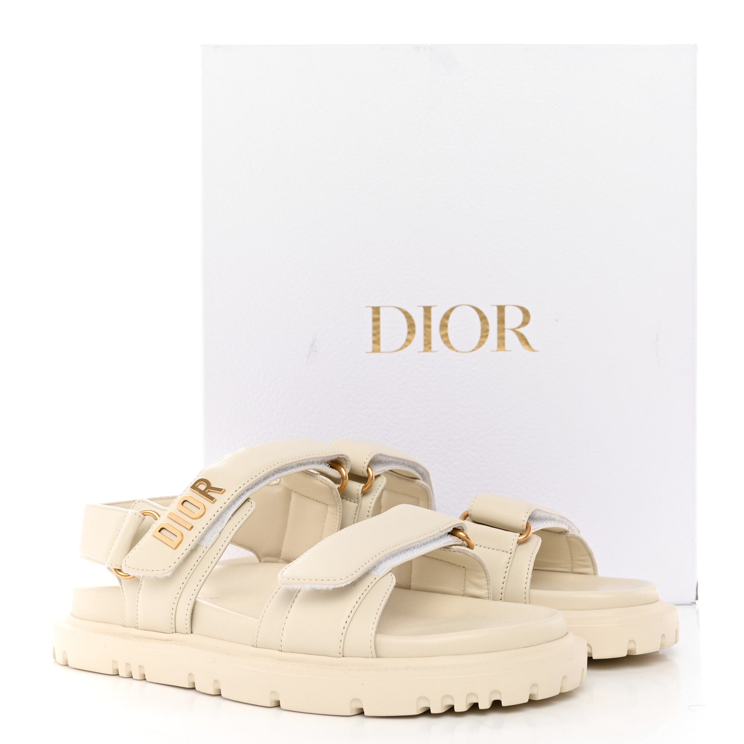 Christian Dior Lambskin Dioract 10mm Sandals 38 Off White 1319969