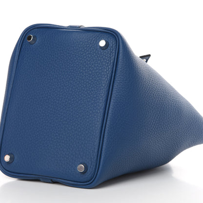 Hermes Taurillon Clemence Swift Eclat Picotin Lock 18 PM Deep Blue Anemone 10 of 12
