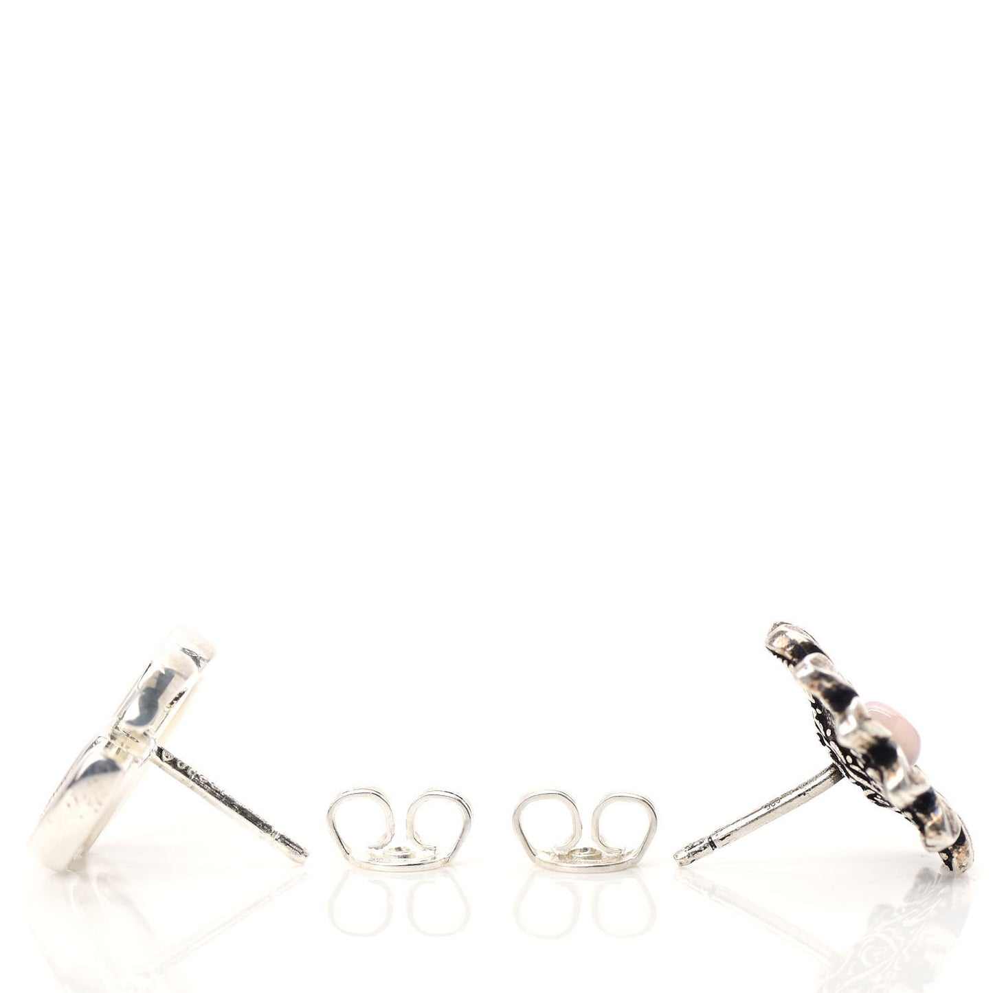 Sterling Silver Pink Mother of Pearl Flower Marmont Double G Earrings