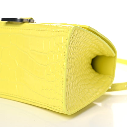 Balenciaga Shiny Calfskin Crocodile Embossed Small Hourglass Top Handle Bag Light Yellow 8 of 8