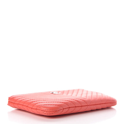 Chanel Lambskin Chevron Quilted Small Cosmetic Case Orange 4 of 12