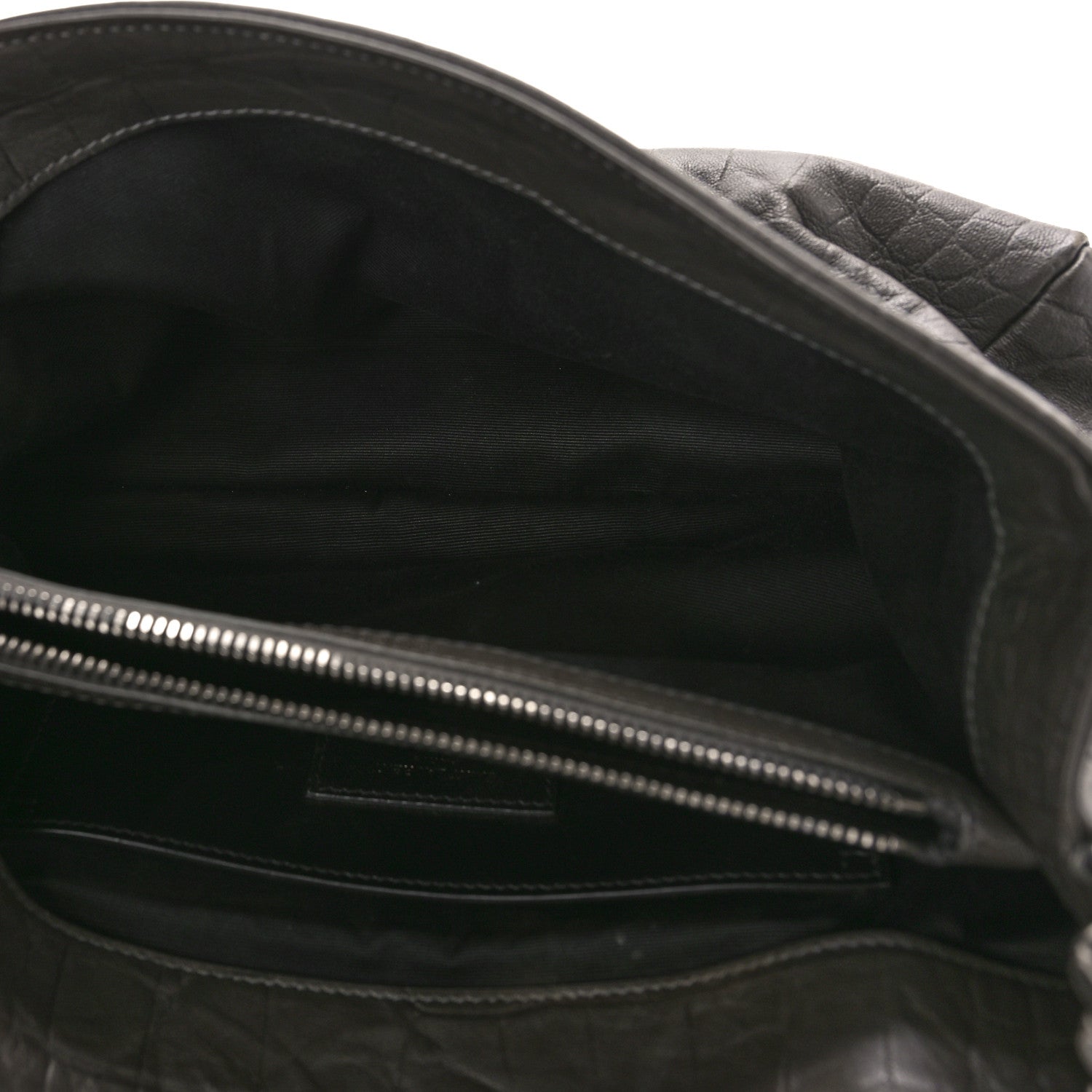 Saint Laurent Calfskin Crocodile Embossed Medium West Hollywood Monogram Fold-Over Grey 5 of 8