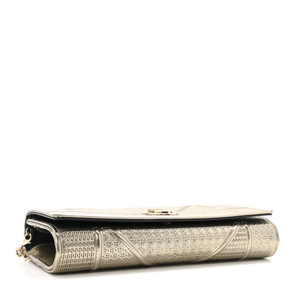 Christian Dior Metallic Patent Micro-Cannage Diorama Croisiere Chain Wallet Champagne 4 of 16