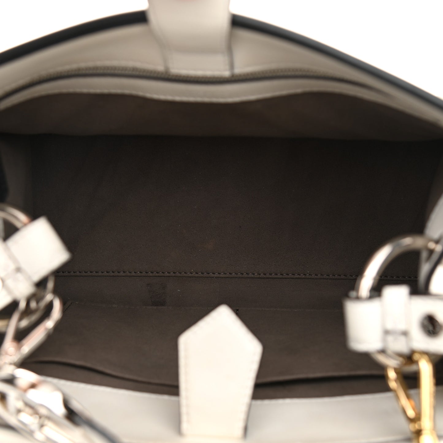 Vitello Century Opaco F is Fendi Bi-Color Small Runaway Satchel White Ice Black