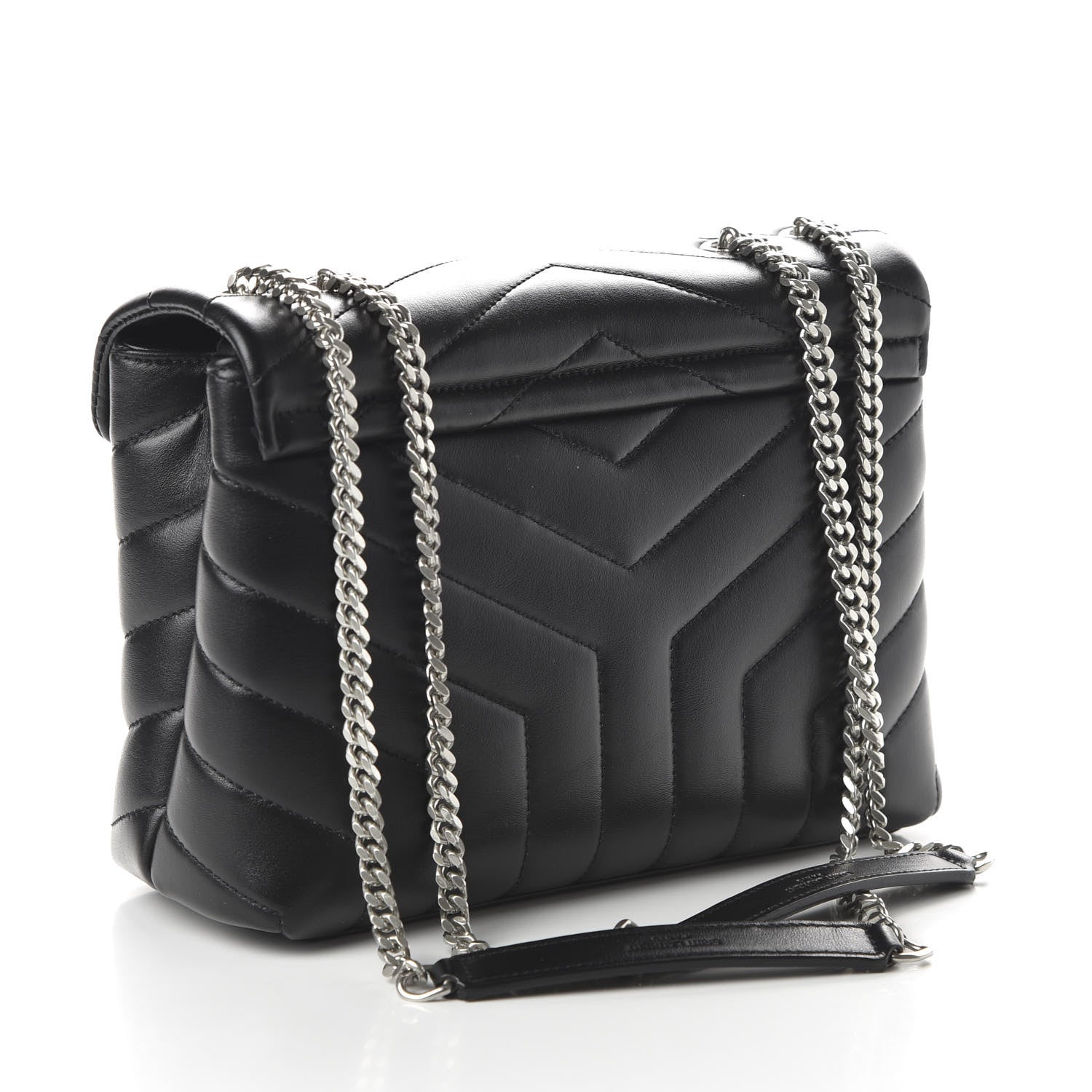 Saint Laurent Calfskin Y Quilted Monogram Small Loulou Chain Satchel Black 3 of 9