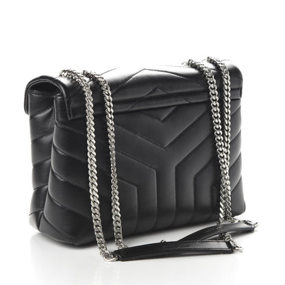 Saint Laurent Calfskin Y Quilted Monogram Small Loulou Chain Satchel Black 3 of 9