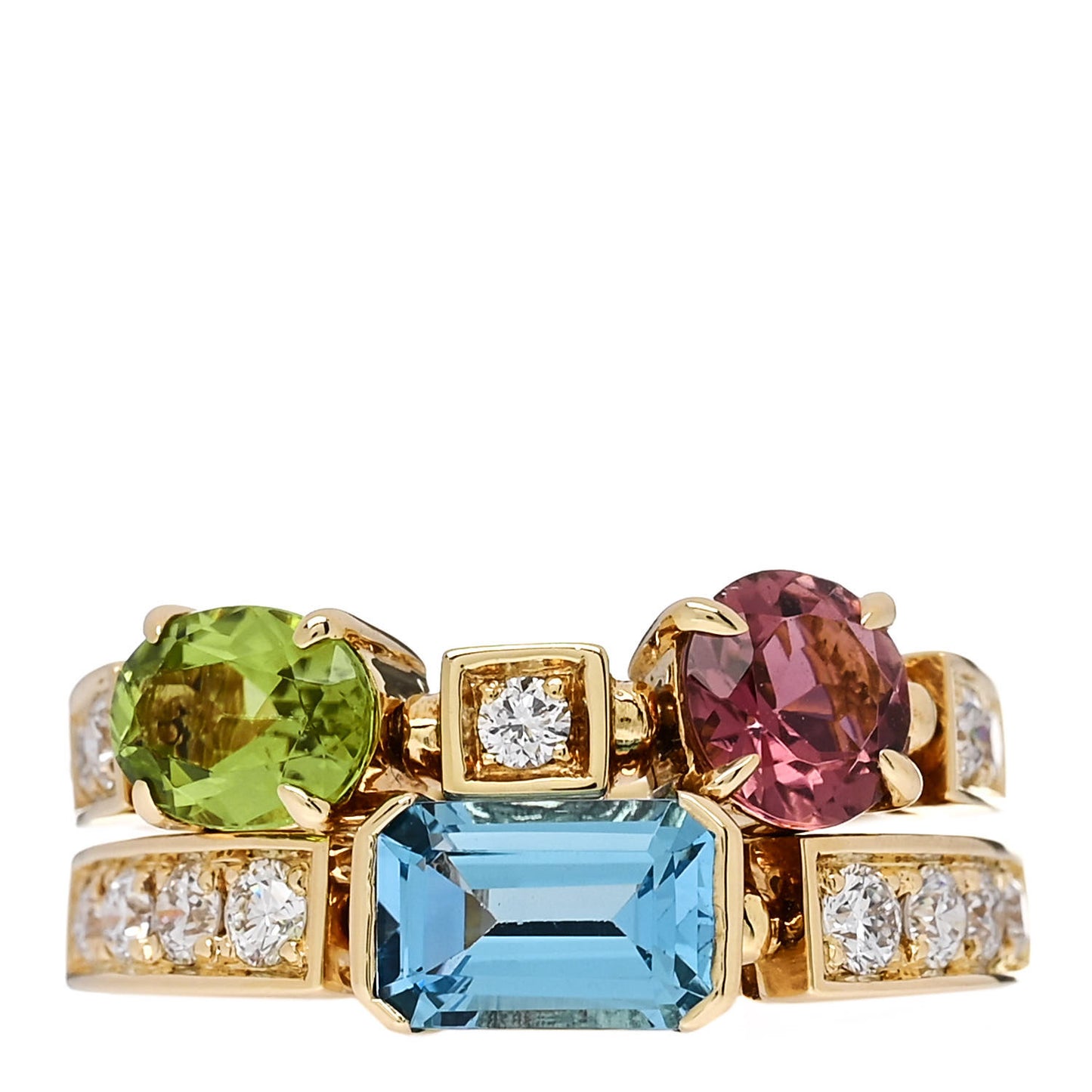 18K Yellow Gold Diamond Multi Gemstone Allegra Ring 52 6