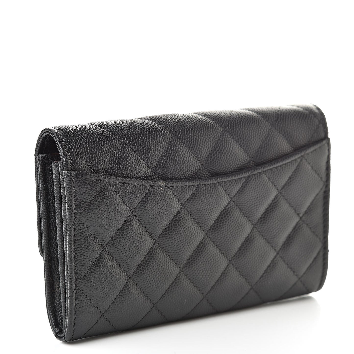 Caviar Quilted Medium Flap Wallet Black