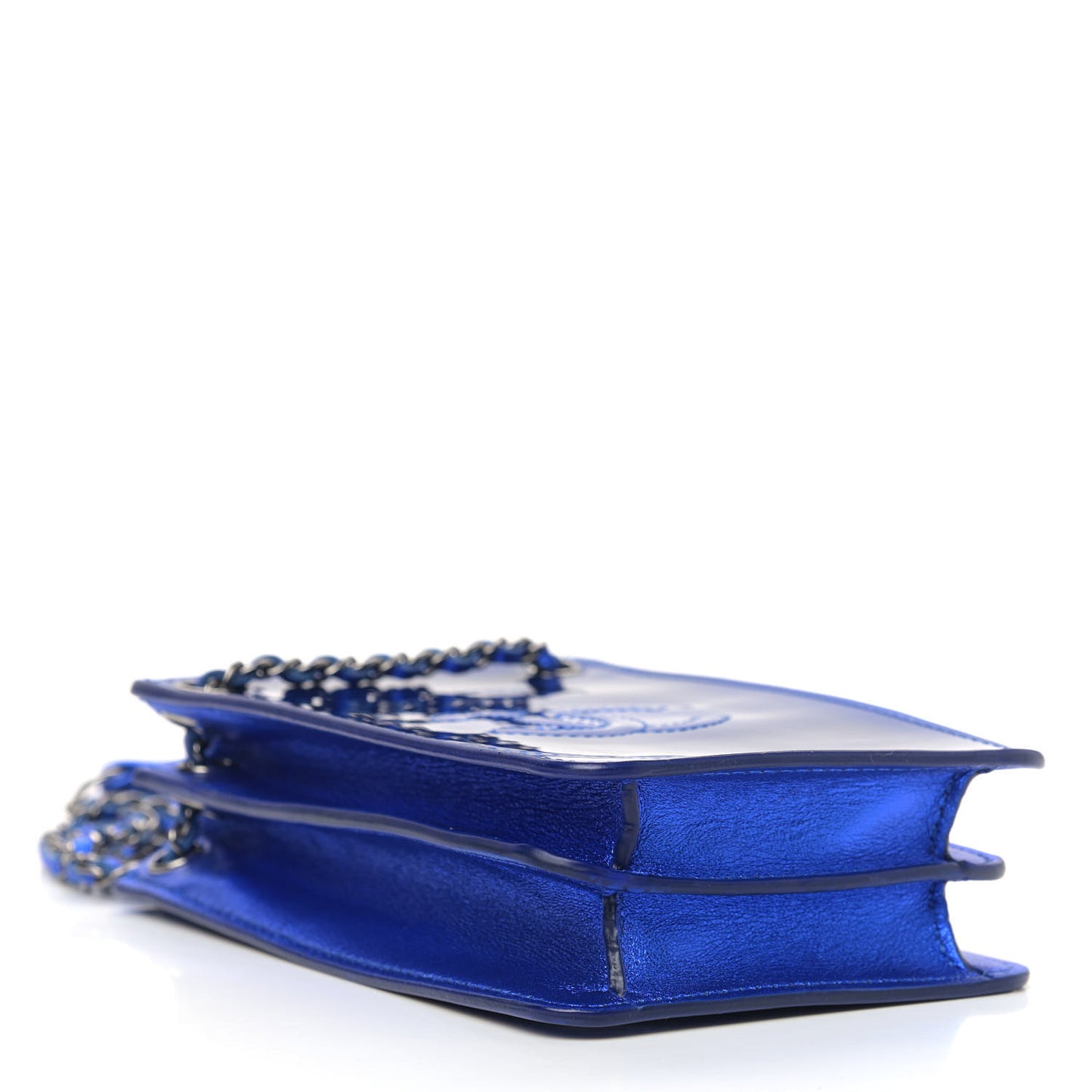 Metallic Patent Crossbody CC Phone Holder Blue