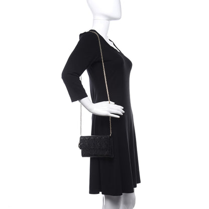 Christian Dior Patent Cannage Lady Dior Rendezvous Wallet On Chain Black 2 of 10