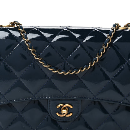 Chanel Patent Goatskin Quilted CC Eyelet Wallet On Chain WOC Blue 9 of 12