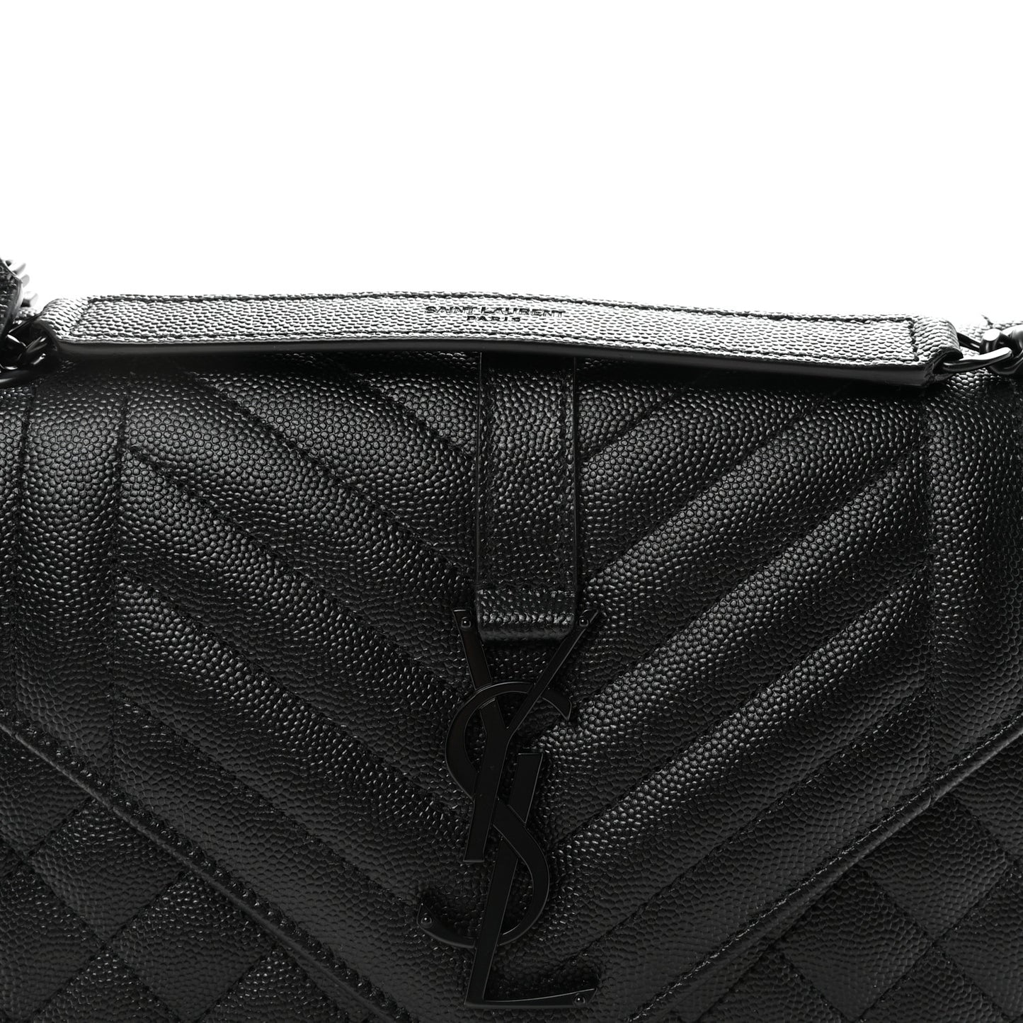 Grain De Poudre Textured Mixed Matelasse Triquilt Medium Monogram Monochrome Satchel Black
