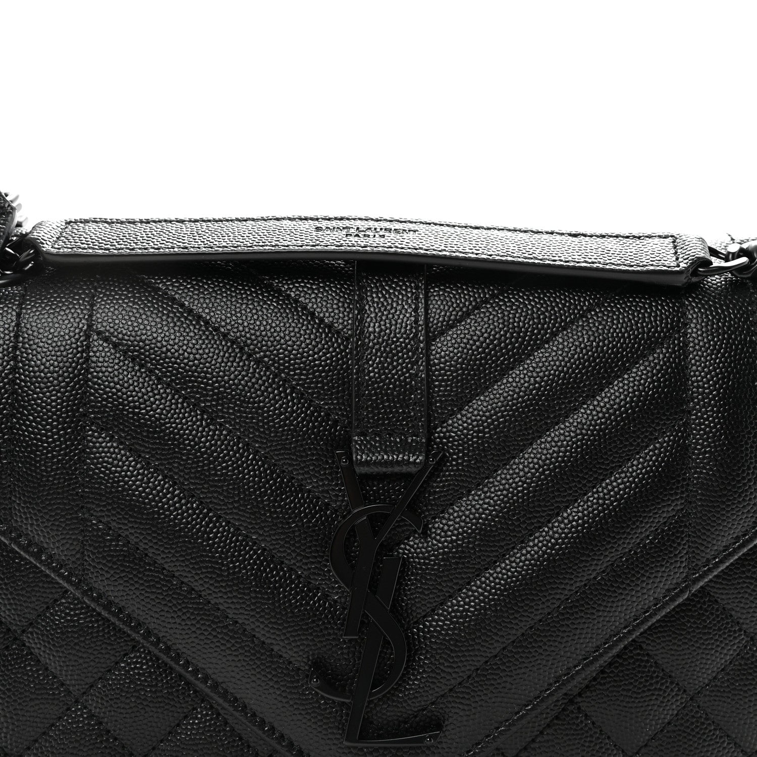 Saint Laurent Grain De Poudre Textured Mixed Matelasse Triquilt Medium Monogram Monochrome Satchel Black 7 of 10
